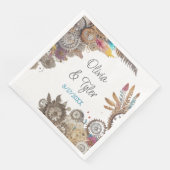Serviette En Papier Floral Steampunk Mariage Date et noms (Coin)