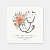 Serviette En Papier Floral Stethoscope Nurse Graduation Party (Devant)