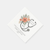 Serviette En Papier Floral Stethoscope Nurse Graduation Party (Coin)