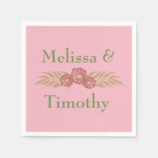 Serviette En Papier Floral sur arrière - plan rose (Devant)