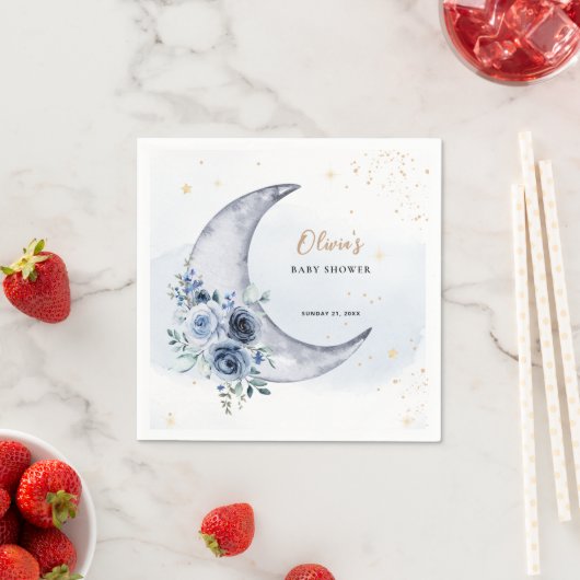 Serviette En Papier Floral Sur Le Baby shower Lune (En situation)