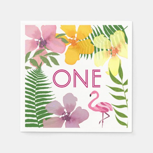 Serviette En Papier Floral tropical Luau 1er anniversaire (Devant)