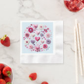 Serviette En Papier Floral Valentine's Day Heart (En situation)