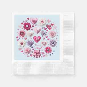 Serviette En Papier Floral Valentine's Day Heart