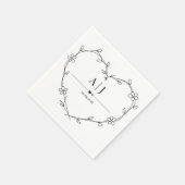 Serviette En Papier Floral Vine Coeur Monogramme Mariage (Coin)