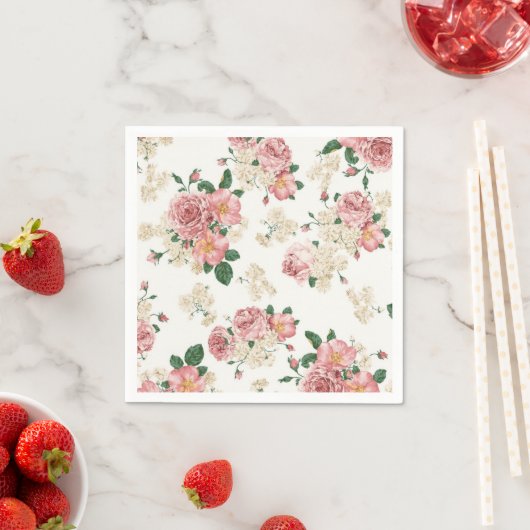 Serviette En Papier Floral vintage sur blanc (En situation)
