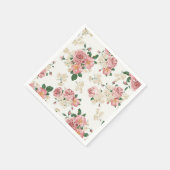 Serviette En Papier Floral vintage sur blanc (Coin)