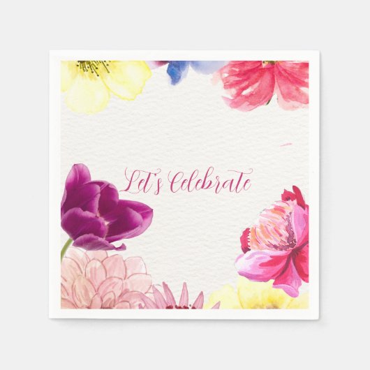 Serviette En Papier Floral Watercolor Party Napkin (Devant)