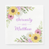 Serviette En Papier Floral Wedding Wildflower Sunflower Daisy Boho (Devant)
