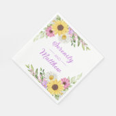 Serviette En Papier Floral Wedding Wildflower Sunflower Daisy Boho (Coin)