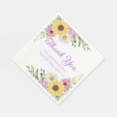 Serviette En Papier Floral Wedding Wildflower Sunflower Daisy Thanks (Coin)