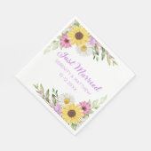 Serviette En Papier Floral Wedding Wildflower Sunflower Just Married (Coin)