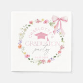 Serviette En Papier Floral Widflower Pink Bow Graduation party (Devant)