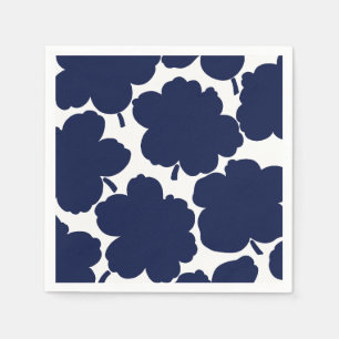 Serviette En Papier Florales audacieuses Monochrome Dark Navy
