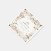 Serviette En Papier Florales d'hiver en argent blanc Quinceañera (Coin)