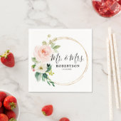 Serviette En Papier Florales rose pâle Mariage botanique moderne (En situation)