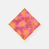 Serviette En Papier Florales rose vif sur Arrière - plan orange (Coin)