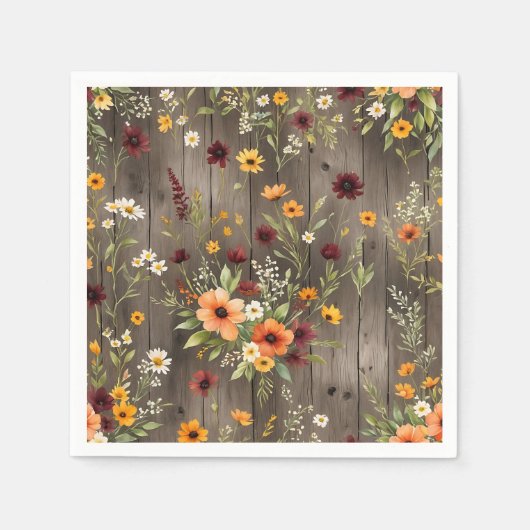 Serviette En Papier Floraux d'aquarelle rustique avec Fleur sauvage (Devant)