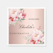 Serviette En Papier Floraux de roses roses roses en or rose Confirmati (Devant)