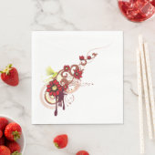 Serviette En Papier Flore avec fleurs rouges et colibri (En situation)