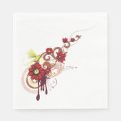 Serviette En Papier Flore avec fleurs rouges et colibri (Devant)