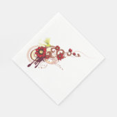 Serviette En Papier Flore avec fleurs rouges et colibri (Coin)