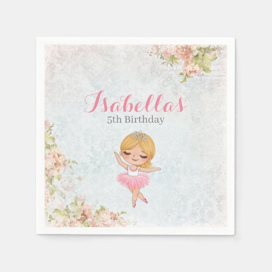 Serviette En Papier Flore Ballerina Anniversaire Papier Partie Napkins (Devant)