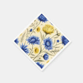 Serviette En Papier Flore bleu et jaune élégant (Coin)