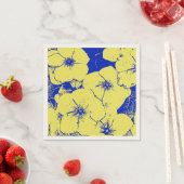 Serviette En Papier Flore bleu jaune tropical (En situation)