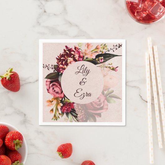 Serviette En Papier Flore bourguignonne et bouillie Mariage de automne (En situation)