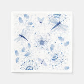 Serviette En Papier Flore de libellule de la Chinoiserie bleue (Devant)