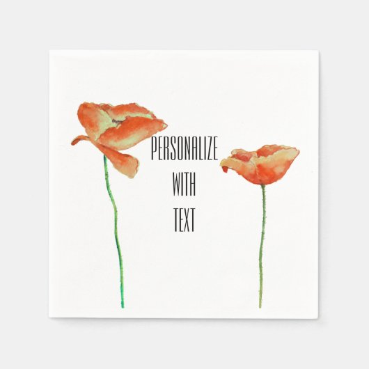 Serviette En Papier Flore de pavots rouges (Devant)