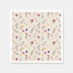 Serviette En Papier Flore de printemps Fleur sauvage beige