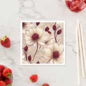 Serviette En Papier Flore Délicieuse Avec Fleurs Bourgognes (En situation)