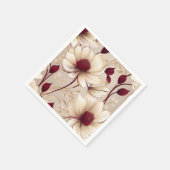 Serviette En Papier Flore Délicieuse Avec Fleurs Bourgognes (Coin)