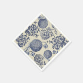 Serviette En Papier Flore d'impression florale de fleurs bleues antiqu (Coin)
