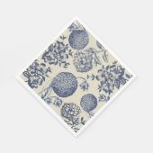 Serviette En Papier Flore d'impression florale de fleurs bleues antiqu (Coin)