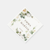 Serviette En Papier Flore élégante Mariage de Roses blanches (Coin)