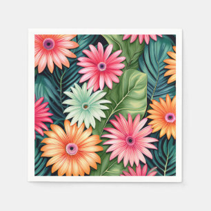 Serviette En Papier Flore exotique avec Feuilles de palme