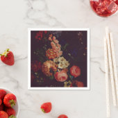 Serviette En Papier Flore foncé élégant bordeaux Moody (En situation)