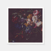 Serviette En Papier Flore foncé élégant bordeaux Moody (Devant)