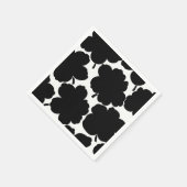 Serviette En Papier Flore gras monochrome noir et blanc (Coin)
