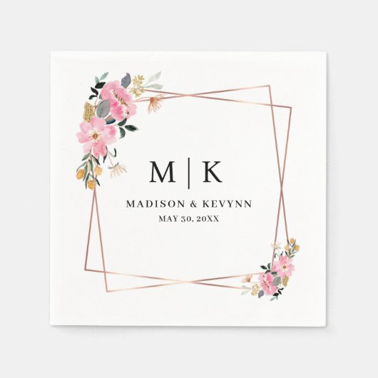 Serviette En Papier Flore minimale et chic | Napkins mariage (Devant)