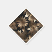 Serviette En Papier Flore moderne noir et or élégant (Coin)
