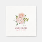 Serviette En Papier Flore rose pâle Papier Mariage botanique moderne (Devant)