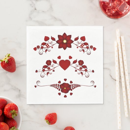 Serviette En Papier Flore rouge (En situation)