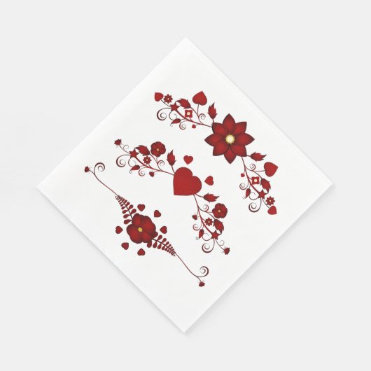 Serviette En Papier Flore rouge (Coin)