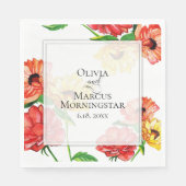 Serviette En Papier Flore rouge gras et jaune (Devant)