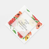 Serviette En Papier Flore rouge gras et jaune (Coin)