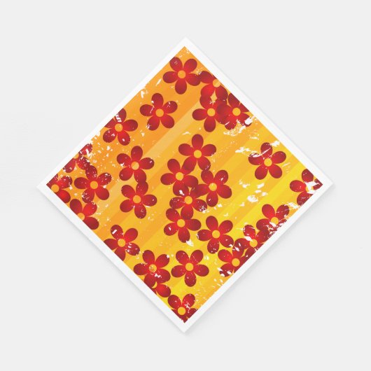 Serviette En Papier Flore rouge orange rétro (Coin)